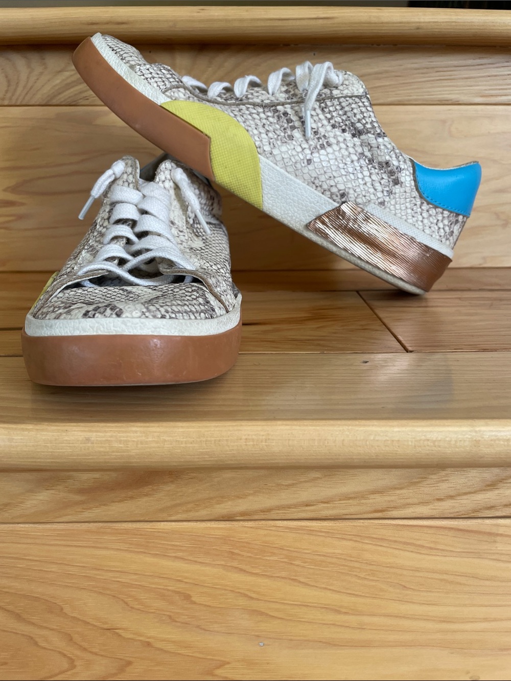 Dolce Vita Snake-Print Casual Sneakers with Blue, Gold and Yellow Accents